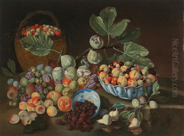 Still Life With Peaches Figs And Blackberries - view 1