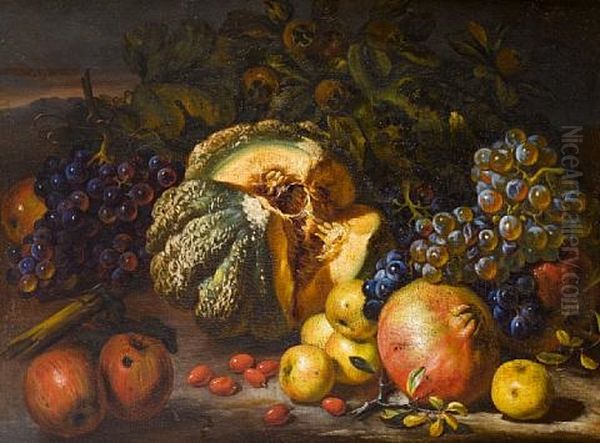 A Still Life Of Grapes, A Melon, Pomegranates And Apples - view 1