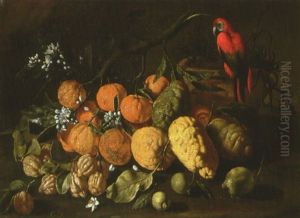 Natura Morta Di Frutta Con Limoni, Arance E Cedri (+ Natura Morta Di Frutta Con Uva E Mele; 2 Works) by Giuseppe Ruoppolo