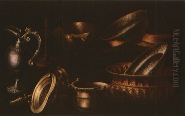 Natura Morta Con Bacili E Utensili Da Cucina In Rame E Peltro (+ Another; 2 Works) - view 1