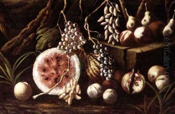 A Still Life With Watermelons, Grapes, Pears And Peaches - view 1