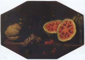 Zucche, Uva, Garofani Ed Anguria Su Un Piano Di Pietra En Plein Air by Giuseppe Ruoppolo