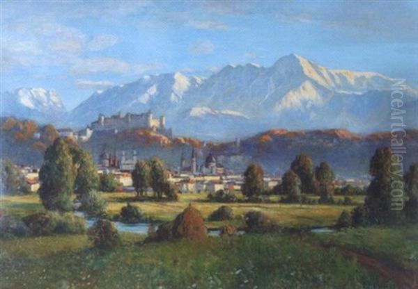 Salzburg Mit Untersberg Im Abendlicht - view 1