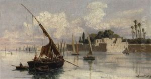 Fellachen Auf Einem Fluss by Otto von Ruppert