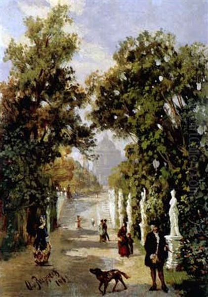 Spaziergang Auf Der Allee Im Park - view 1