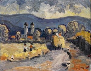 Ins Dorf Heimziehender Heuwagen Mit Erntearbeitern by Walter Botticher