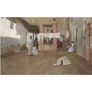 Lavanderas De La Barceloneta (washerwomen From The Barceloneta) by Santiago Rusinol i Prats