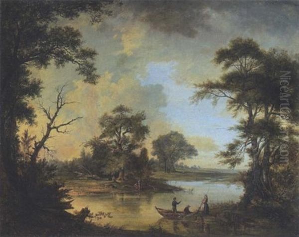 Flusslandschaft Mit Anglern - view 1