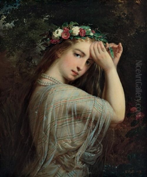 Madchen Mit Blumenkranz Im Haar - view 1