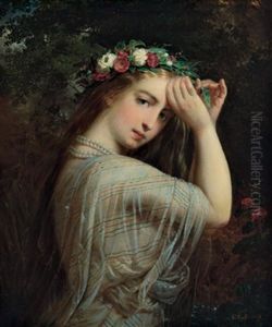 Madchen Mit Blumenkranz Im Haar by Franz Russ the Elder