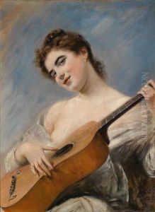 Die Gitarrenspielerin by Franz Russ the Younger
