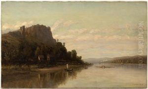 River View, Likely The Palisades On The Hudson River by Charles Russ