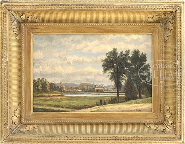 Panoramic Town Scene With Figures And Train - view 1