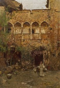 Blick In Einen Italienischen Klosterhof by Robert Russ