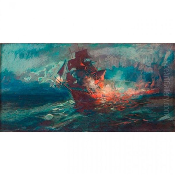 The Burning Of The Tonquin - view 1