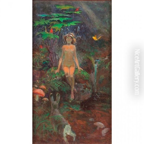 Wood Nymph With Rabbit - view 1
