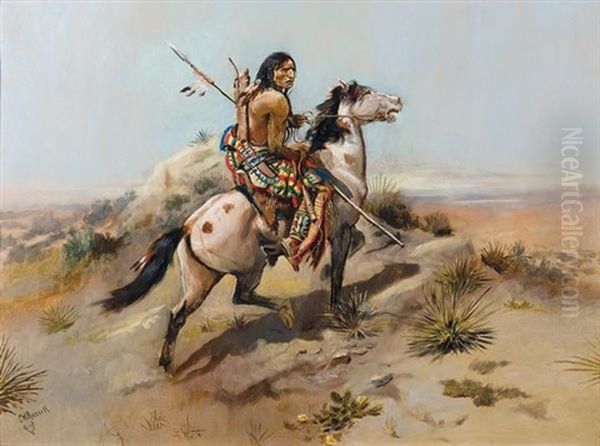 Indian Scout On Horseback - view 1