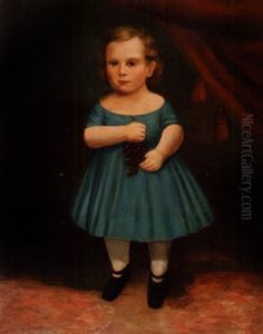 Portrait Of A Child In A Blue Dress With Grapes by Clarissa Peters Russell