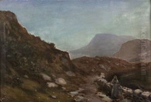 A Path Through The Mountains With A Woman And Child by George William Russell