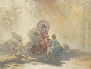 Children And Women With Parasols