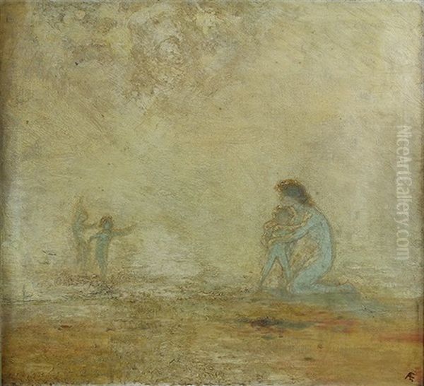 Mother And Children On The Seashore - view 1