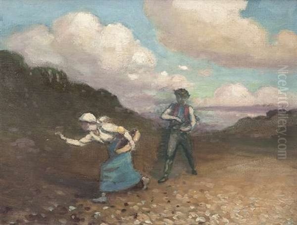 Two Figures Foraging In A Landscape - view 1