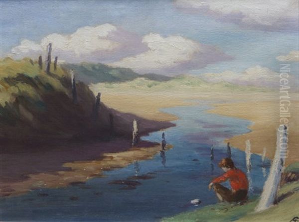 Seated Figure By A Coastal Stream - view 1