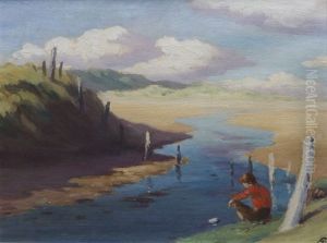 Seated Figure By A Coastal Stream