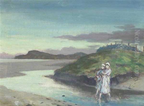 Two Girls Before A Ring Fort - view 1