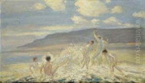 Boys Frolicking On A Beach