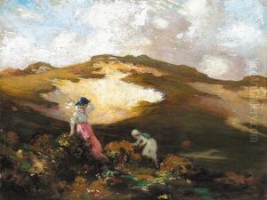 The Gathering, Landscape With Women By A Chalk Pit by George William Russell