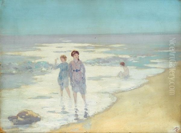 Two Girls Paddling In The Sunlight - view 1