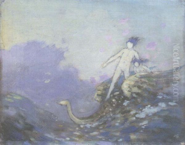 Sea Monster With Figures Astride - view 1