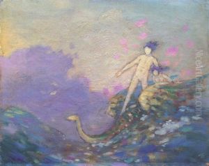 Sea Monster And Figures Astride by George William Russell