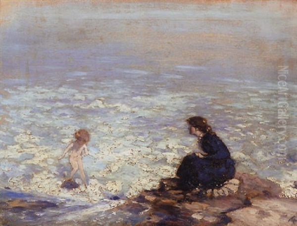 Mother And Child At The Water's Edge - view 1