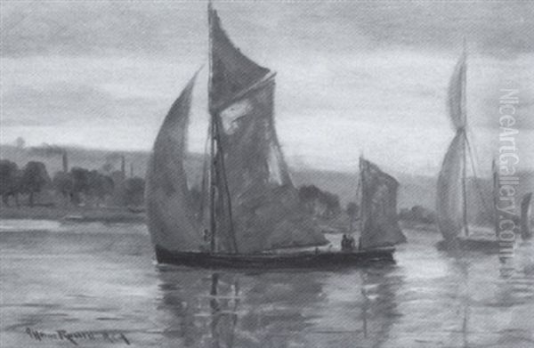 Sailing Vessels On A River - view 1