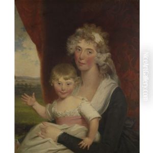 Portrait Of Mrs. Elwes And Her Daughter by John Russell