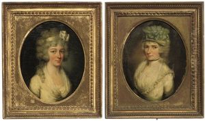 Portrait Of A Young Lady In A White Dress (+ Portrait Of A Young Lady; 2 Works) by John Russell