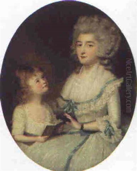 Portrait Of Mrs Lodington And Her Daughter, Three-quarter-length, Daughter Holding A Book - view 1