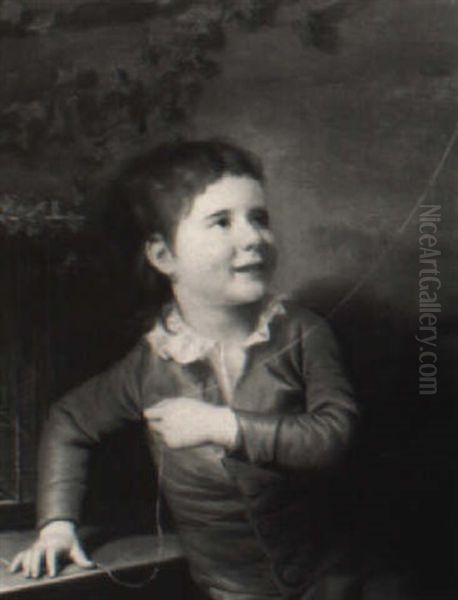 Portrait Of A Young Boy With A Bird On A String - view 1