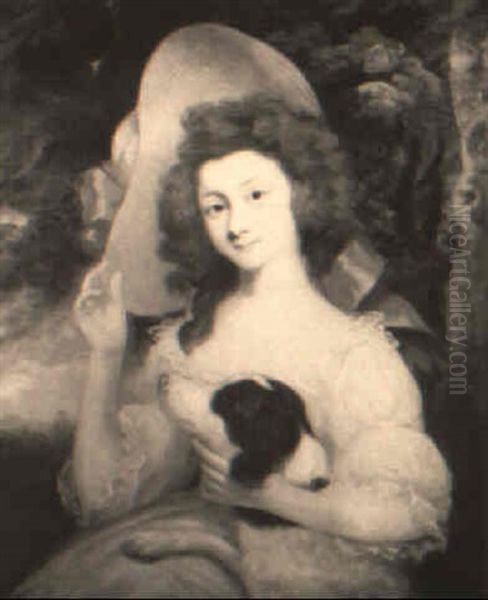 Portrait Of A Lady (lady Sophia Baynton?) And Her Dog - view 1