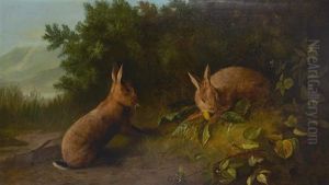 Rabbits Eating Dandelions by John Bucknell Russell
