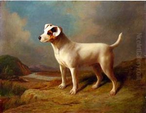 A Terrier In A Highland Landscape by John Bucknell Russell