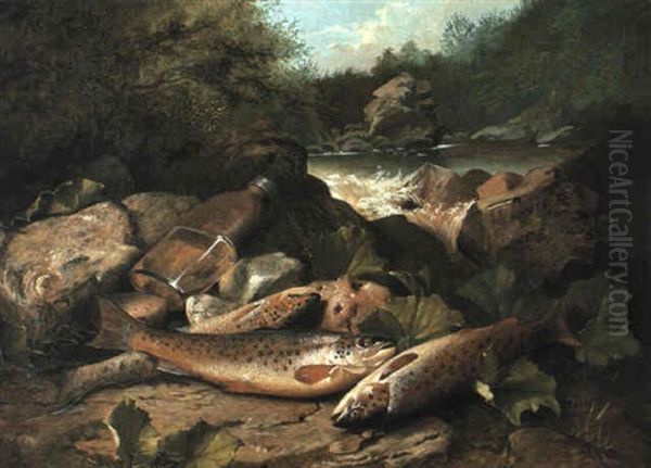 Trout On A River Bank - view 1