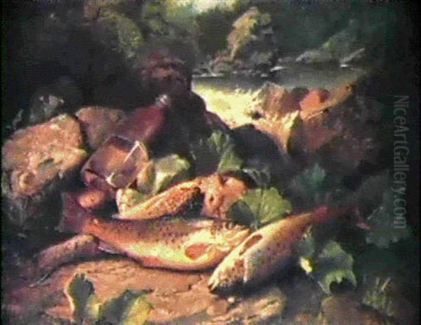 Trout On A River Bank - view 1