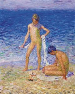 Les Enfants Du Peintre Sur La Plage, Belle Ile (the Artist's Children On The Beach, Belle Ile) by John Peter Russell