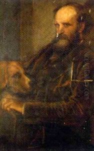 Portrait Of Lord Arthur Russell In A Brown Suit, His Dog By His Side