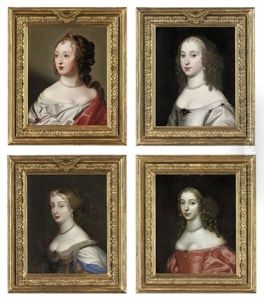 Potrait Of A Lady (madame De Cerlestina?) In A White And Pink Silk Dress, A Pearl Necklace And Head-dress (+ 3 Others; 4 Works) Potrait Of A Lady (madame De Cerlestina?) In A White And Pink Silk Dress, A Pearl Necklace And Head-dress (+ 3 Others; 4 Works)