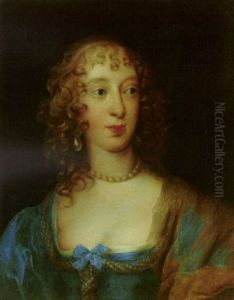 Portrait Of Catherine Howard, Lady D'aubigny Wearing A Blue Dress And Gold Robes by Theodore Russell