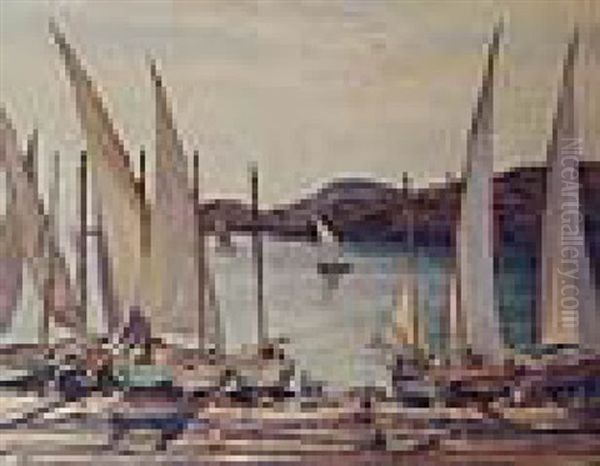 Fishing Boats In A Sunlit Harbour - view 1